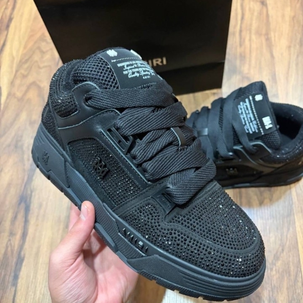 AMIRI Black Rhinestone Embellished Sneakers